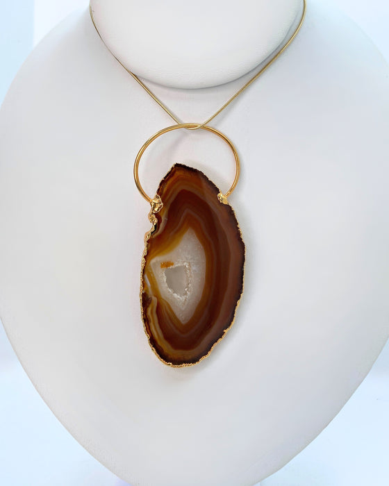 Orange Agate Gold Pendant