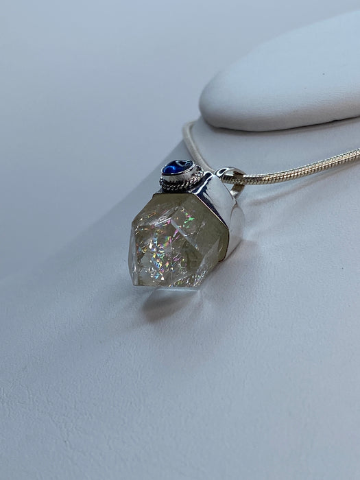 Clear Quartz and Kyanite Sterling Silver Pendant