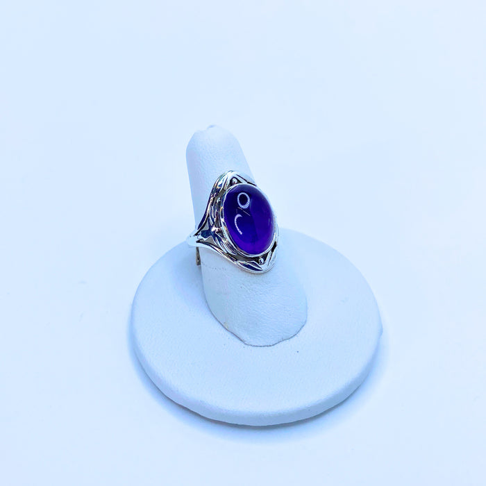 Amethyst Sterling Silver Angel Ring