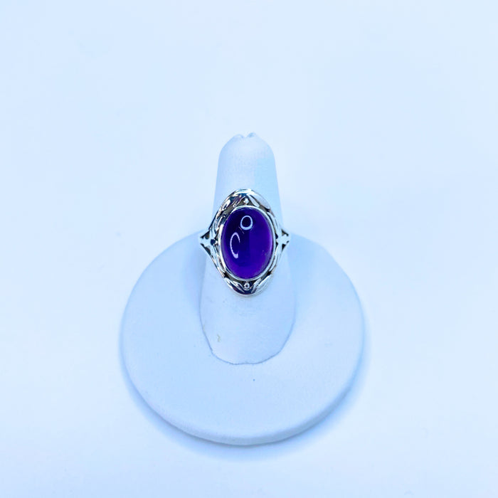 Amethyst Sterling Silver Angel Ring