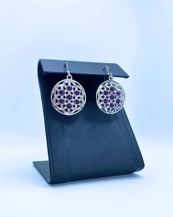 Amethyst Flower of Life Earrings