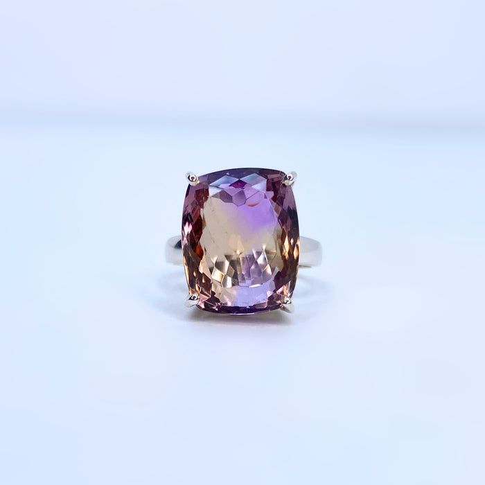 Faceted Ametrine Silver Ring