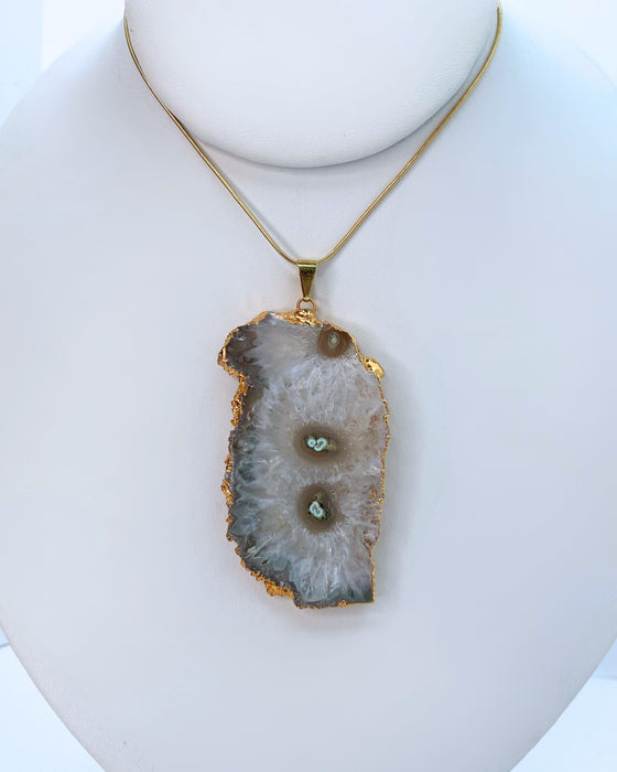 Clear Stalactite Gold Pendant