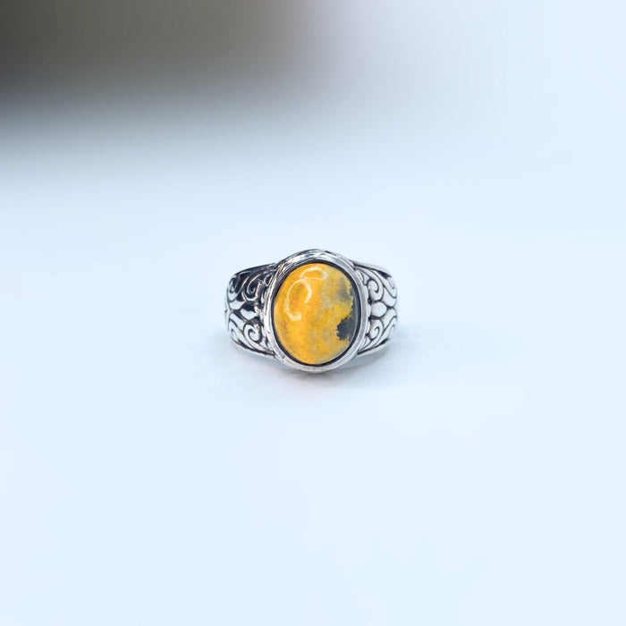 Bumblebee Jasper Oval Ring Sterling Silver