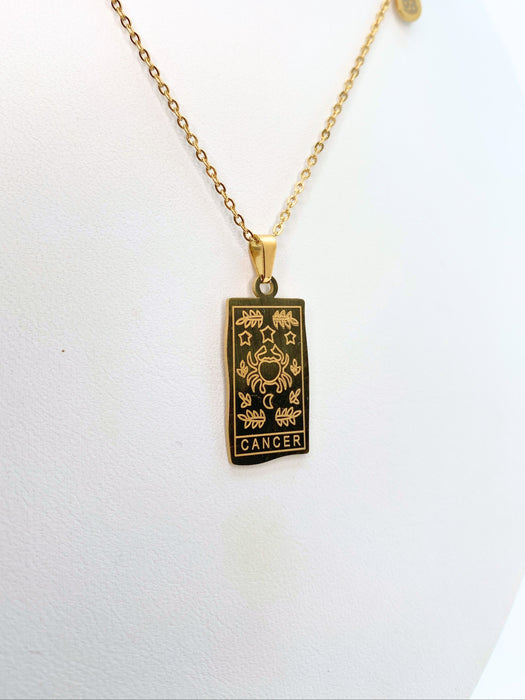 Cancer Zodiac Card Gold Necklace