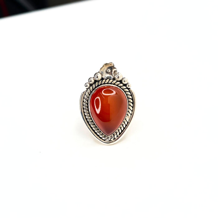 Carnelian Rose Ring Sterling Silver