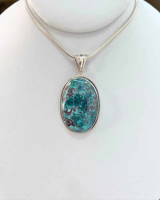 Chrysocolla Statement Pendant Sterling Silver