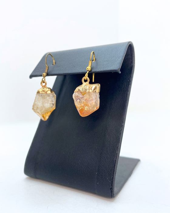 Citrine Point Gold Earrings