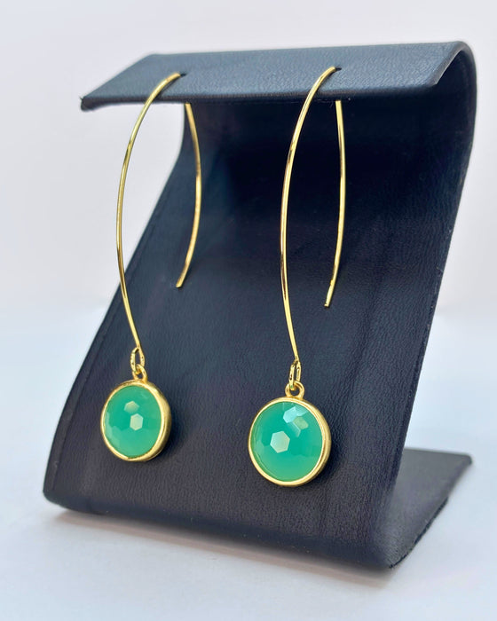 Green Aventurine Leaf Thread Earrings