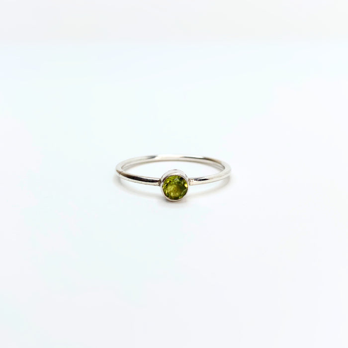 Green Peridot Sterling Silver Ring