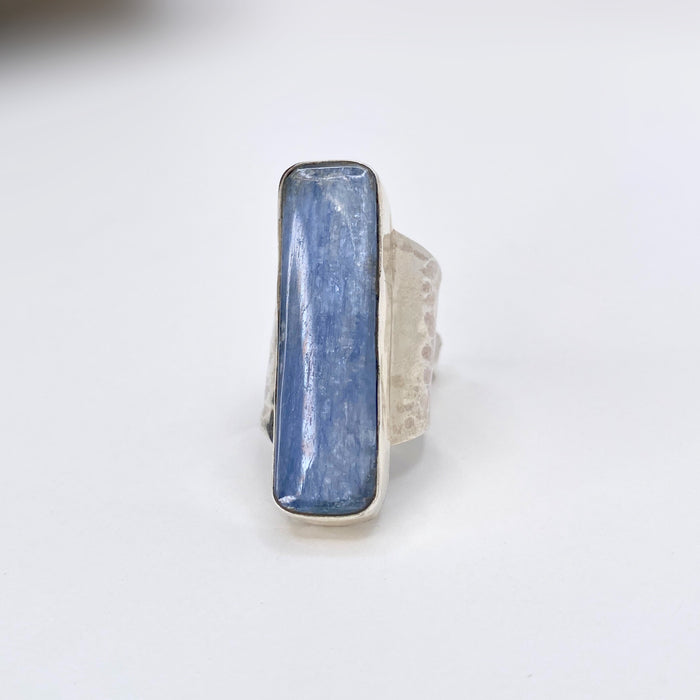 Kyanite Hammered Sterling Silver Ring