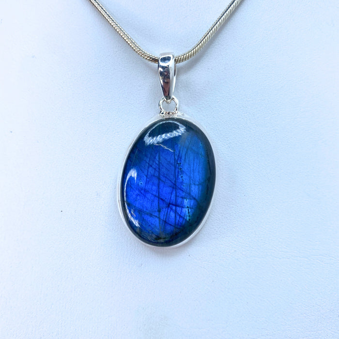 Offset Labradorite Sterling Silver Pendant