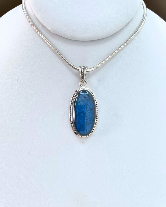 Blue Labradorite Pendant Sterling Silver