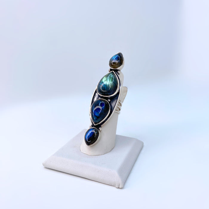 Labradorite Statement Ring Sterling Silver