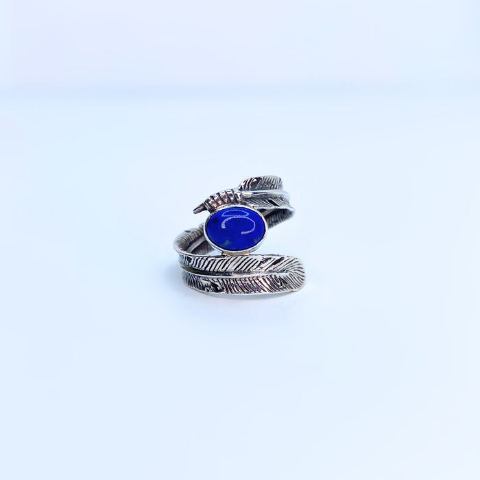 Lapis Lazuli Feather Ring Sterling Silver