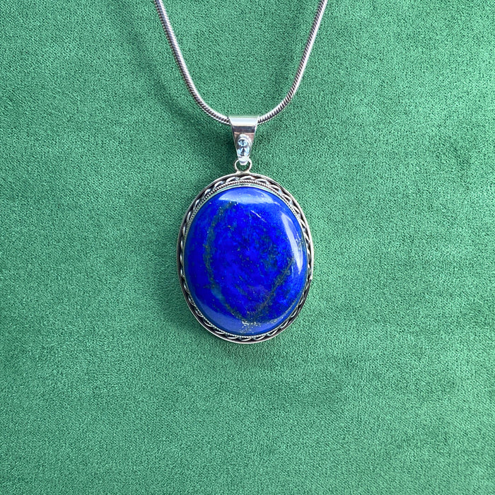 Lapis Lazuli and Aquamarine Sterling Silver Pendant