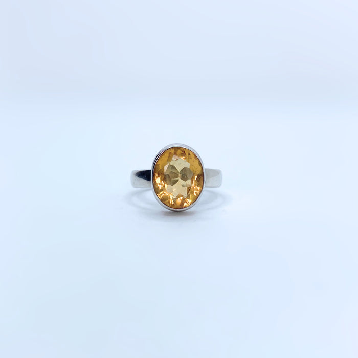 Citrine Oval Ring Sterling Silver