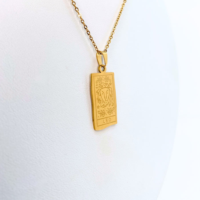 Leo Zodiac Card Gold Necklace