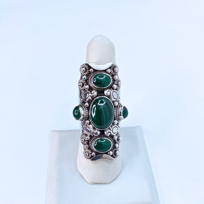 Malachite Statement Ring Sterling Silver