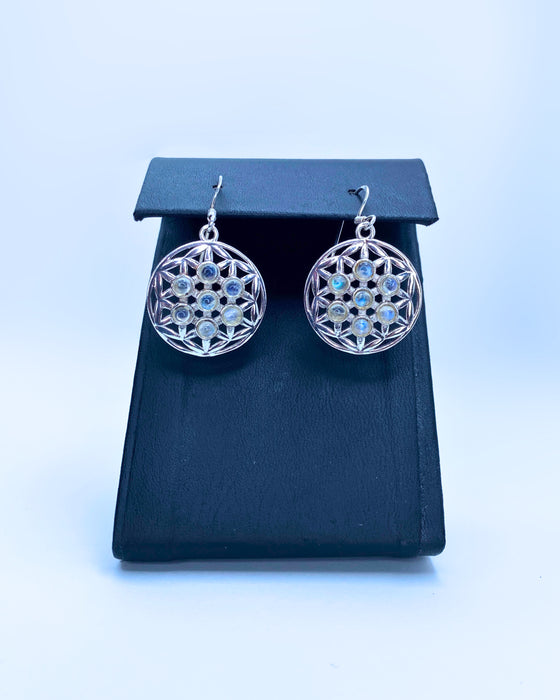 Moonstone Flower of Life Earrings