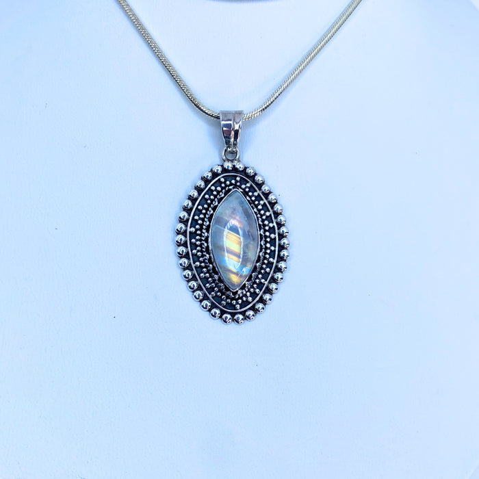 Banded Moonstone Sterling Silver Pendant