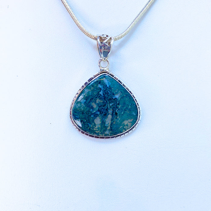 Moss Agate Sterling Silver Pendant