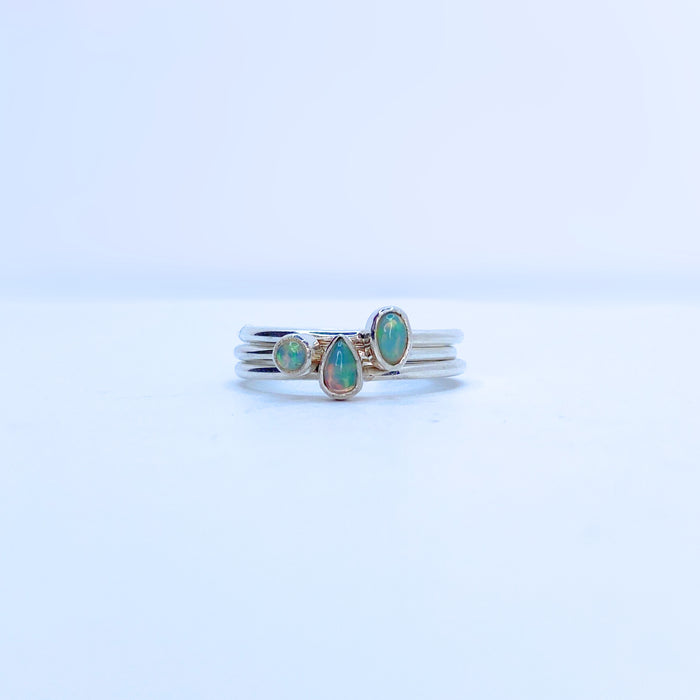 Opal Ring Stack Sterling Silver