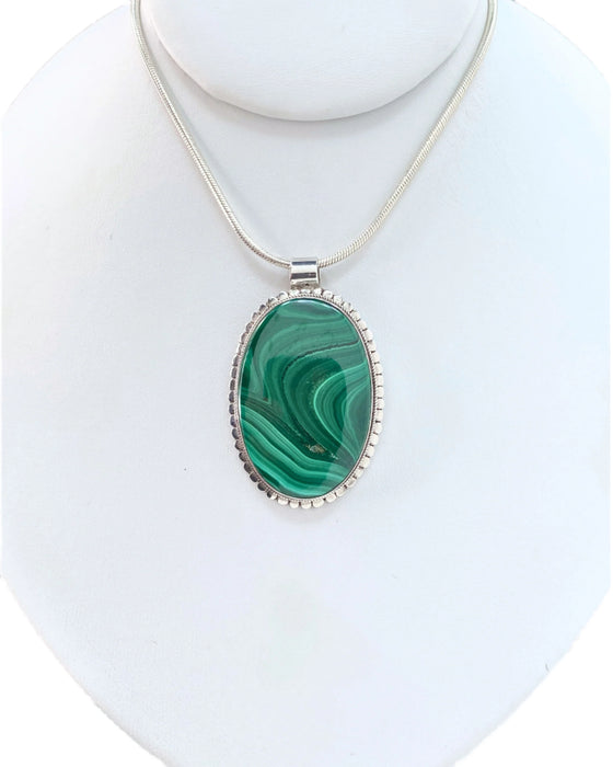 Malachite Statement Pendant Sterling Silver