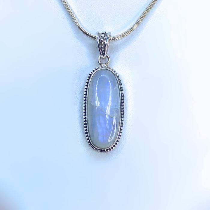 Oval Moonstone Sterling Silver Pendant