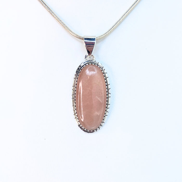 Peach Moonstone Sterling Silver Pendant