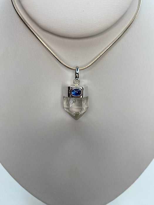 Clear Quartz and Kyanite Sterling Silver Pendant