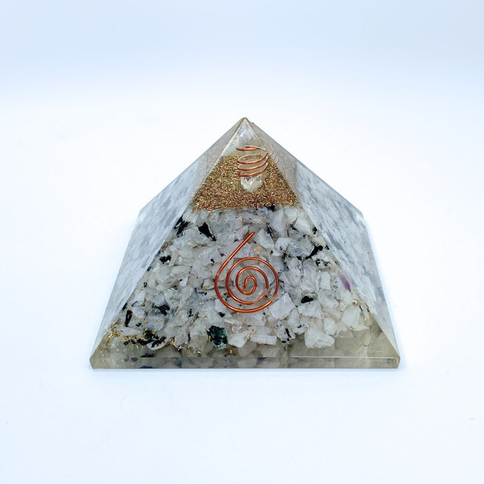 Rainbow Moonstone Orgonite Pyramid