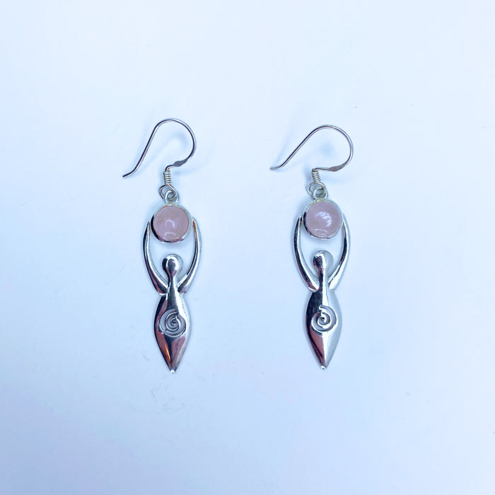 Rose Quartz Goddess Earrings