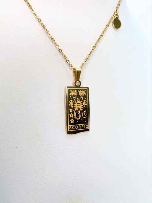 Scorpio Zodiac Card Gold Necklace