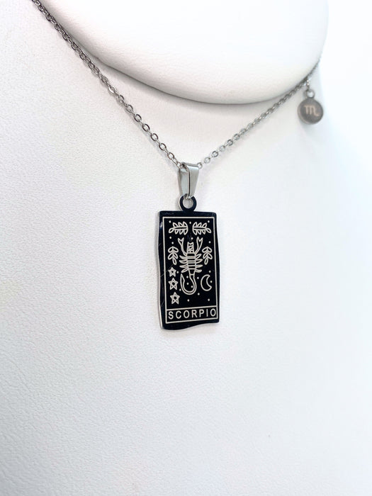 Scorpio Zodiac Card Silver Necklace