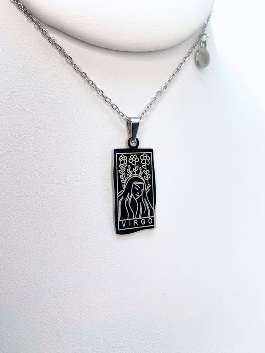 Virgo Zodiac Card Silver Necklace