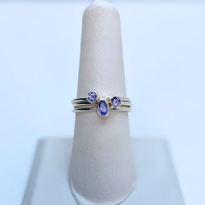 Tanzanite Ring Stack Sterling Silver