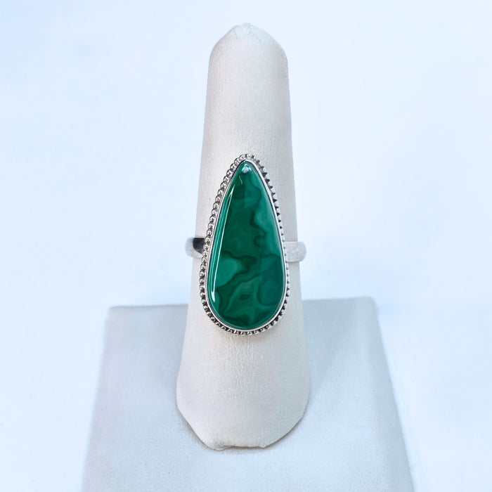 Teardrop Malachite Ring Sterling Silver