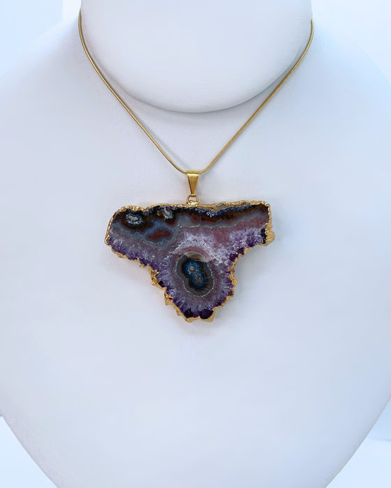 Amethyst Stalactite Gold Pendant