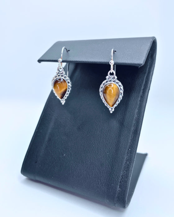 Tigers Eye Inverted Tear Drop Earrings