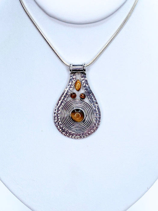 Spiral Tigers Eye Sterling Silver Pendant