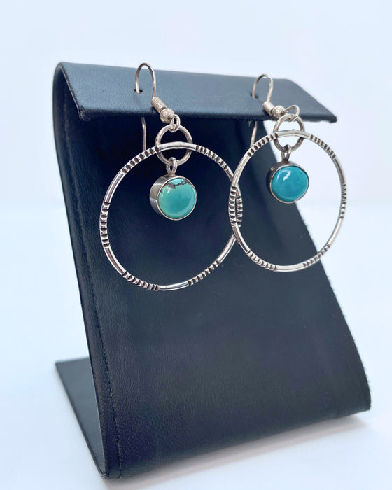 Turquoise Full Moon Earrings Sterling Silver