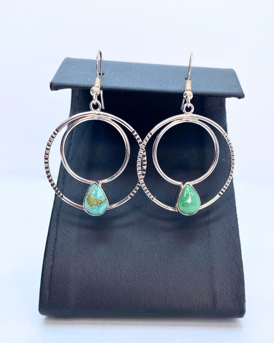 Turquoise Crescent Moon Earrings Sterling Silver