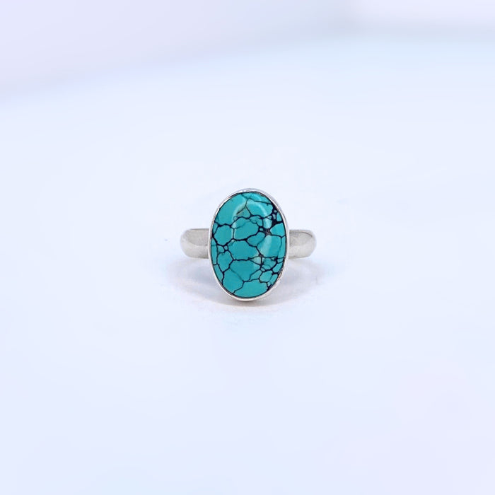 Turquoise Oval Ring Sterling Silver