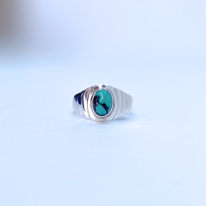 Turquoise Oval Ring Sterling Silver