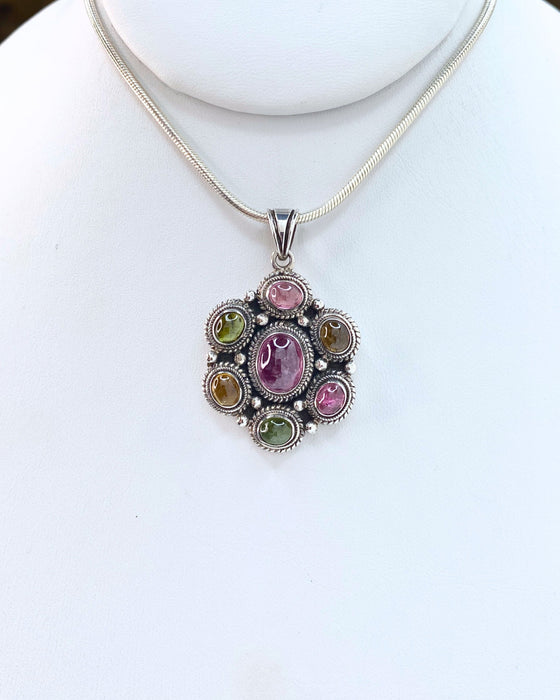 Watermelon Tourmaline Pendant Sterling Silver